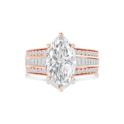 Lab Grown Diamond Marquise Center Engagement Ring in 14K Rose Gold (3 3/4 ct. tw.)