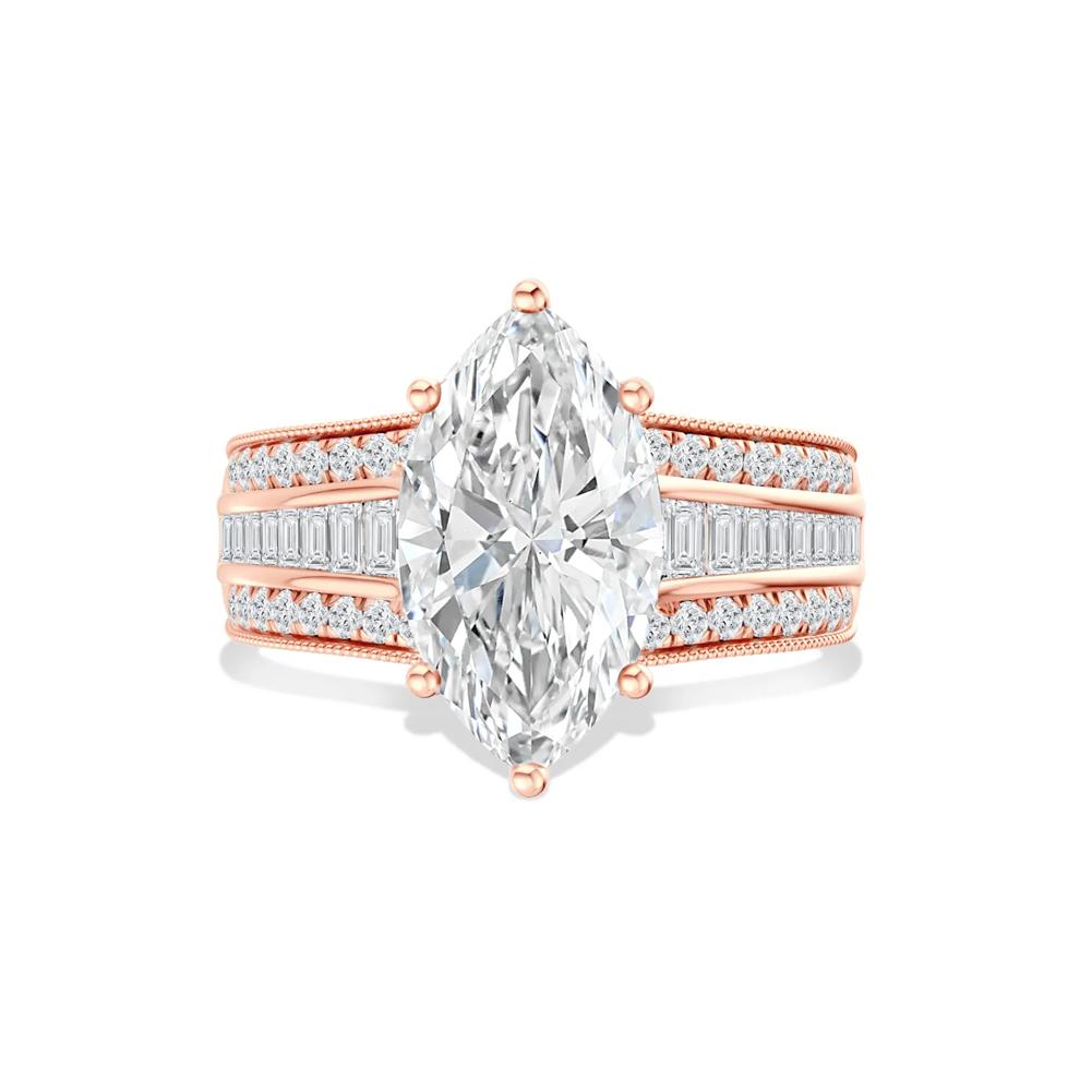 Lab Grown Diamond Marquise Center Engagement Ring in 14K Rose Gold (3 3/4 ct. tw.) – Image 1 of 4