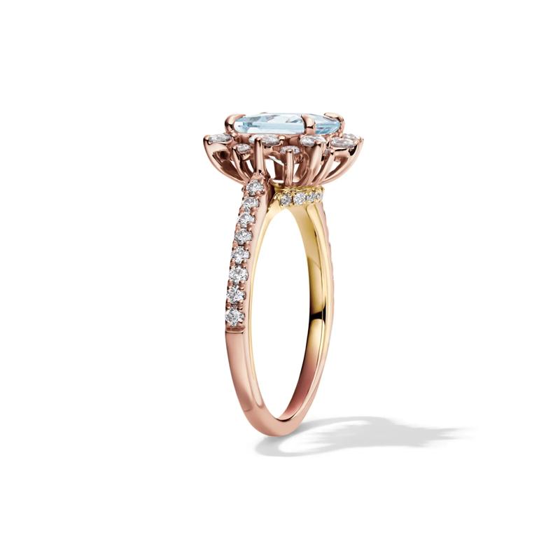 Kate Aquamarine &amp; Diamond Engagement Ring in 14K Rose Gold &#40;3/4 ct. tw.&#41;  – Image 3 of 5
