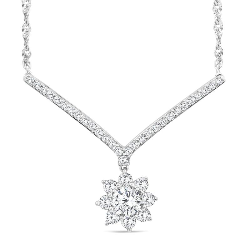 Lab Grown Diamond Starburst Pendant in 14K White Gold &#40;1 ct. tw.&#41; – Image 1 of 3