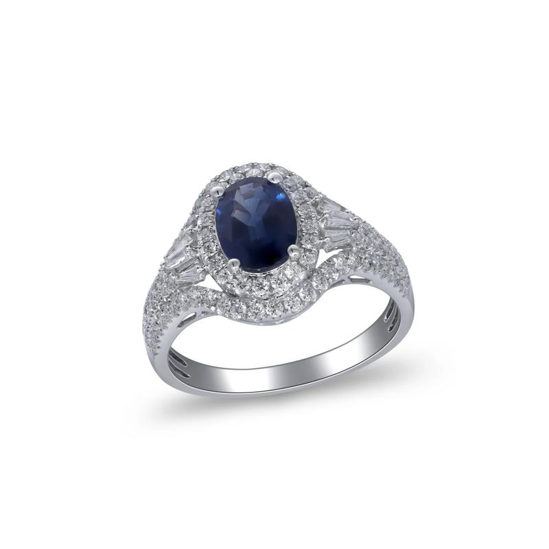 Blue Sapphire and Diamond Ring in 14K White Gold &#40;5/8 t. tw.&#41; – Image 4 of 5