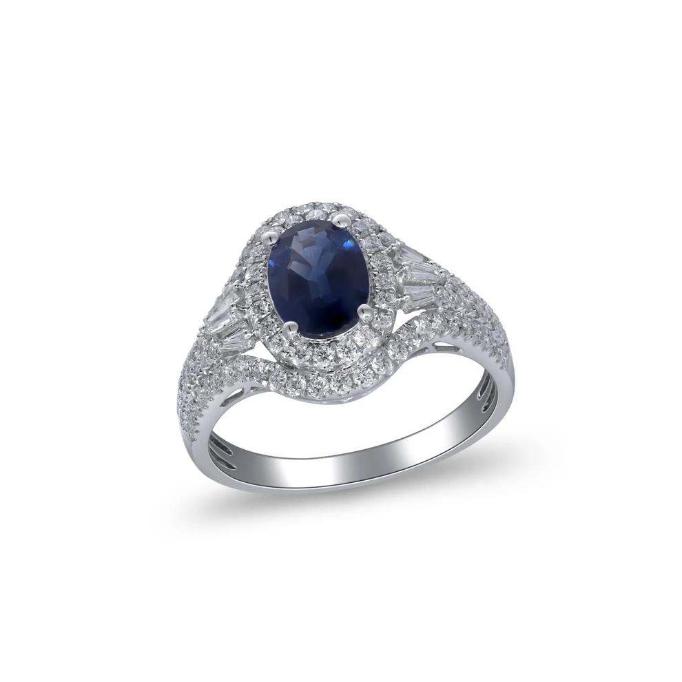 Blue Sapphire and Diamond Ring in 14K White Gold (5/8 t. tw.) – Image 4 of 5