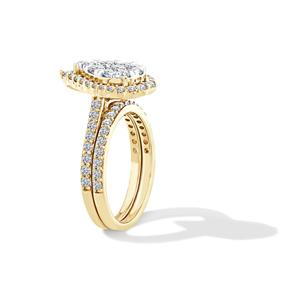Diamond Pear-Shaped Halo Center Composite Engagement Ring in 10K Yellow Gold (1 1/2 ct. tw.) – Image 3 of 6