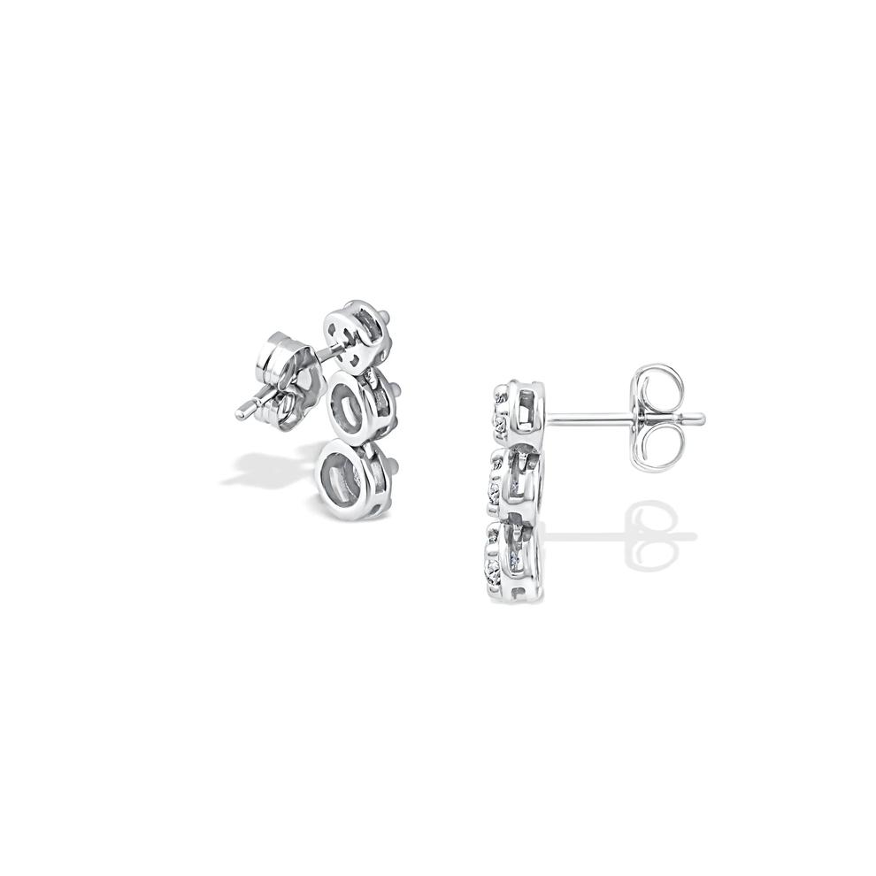Diamond Three-Stone Stud Earrings in 10K White Gold (1/2 ct. tw.) – Image 2 of 2