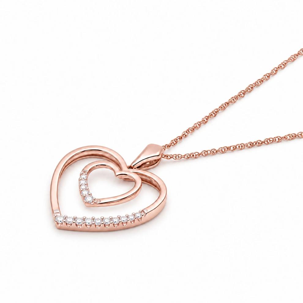 Diamond Heart Pendant in 10K Rose Gold (1/10 ct. tw.) – Image 4 of 4