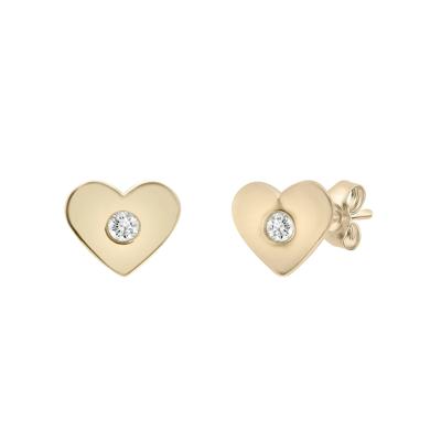 Diamond Accent Heart-Shaped Bezel Stud Earrings in 10K Yellow Gold