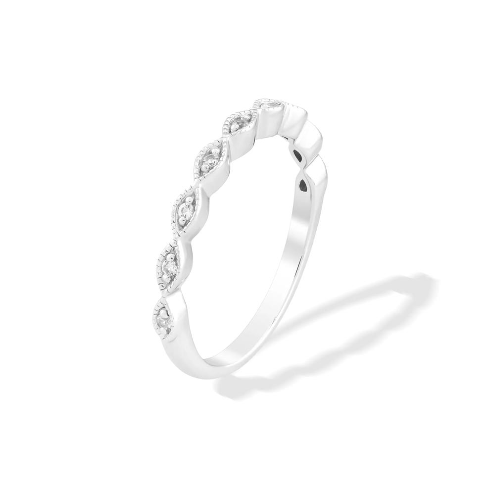Lab Created White Sapphire Twist Stack Ring in Sterling Silver – Image 3 of 5