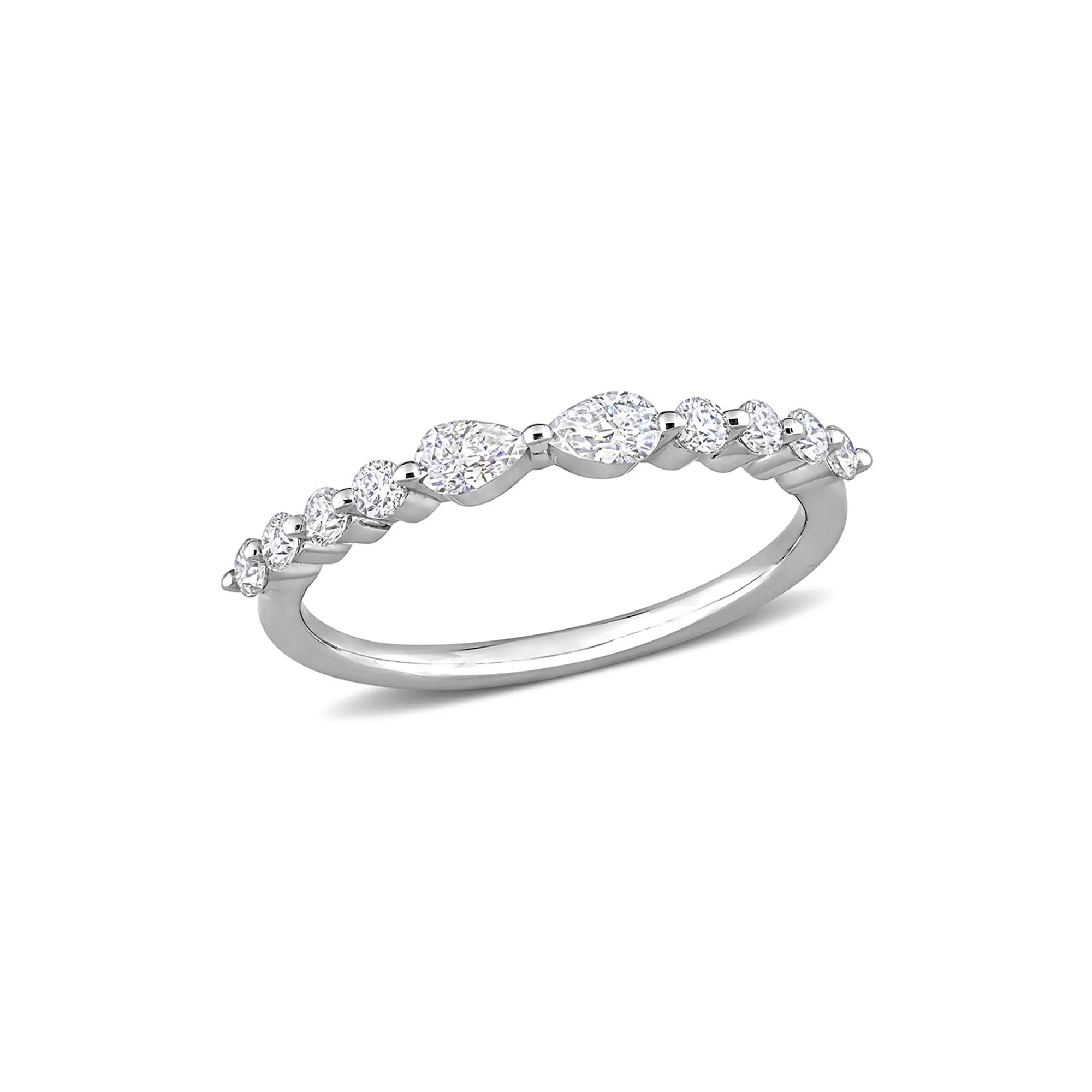 Pear-Shaped Moissanite Stacking Ring in Sterling Silver