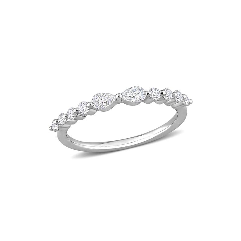 Pear-Shaped Moissanite Stacking Ring in Sterling Silver &#40;2/5 ct. dew&#41; – Image 1 of 5