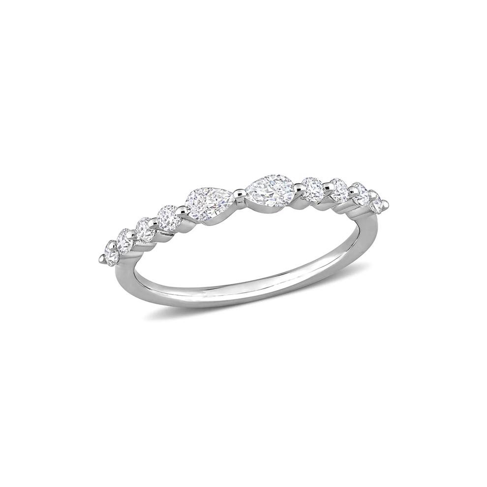 Pear-Shaped Moissanite Stacking Ring in Sterling Silver (2/5 ct. dew) – Image 1 of 5
