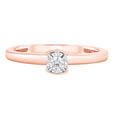 Round Diamond Promise Ring with Illusion Setting in 10K Rose Gold (1/10 ct. tw.)
