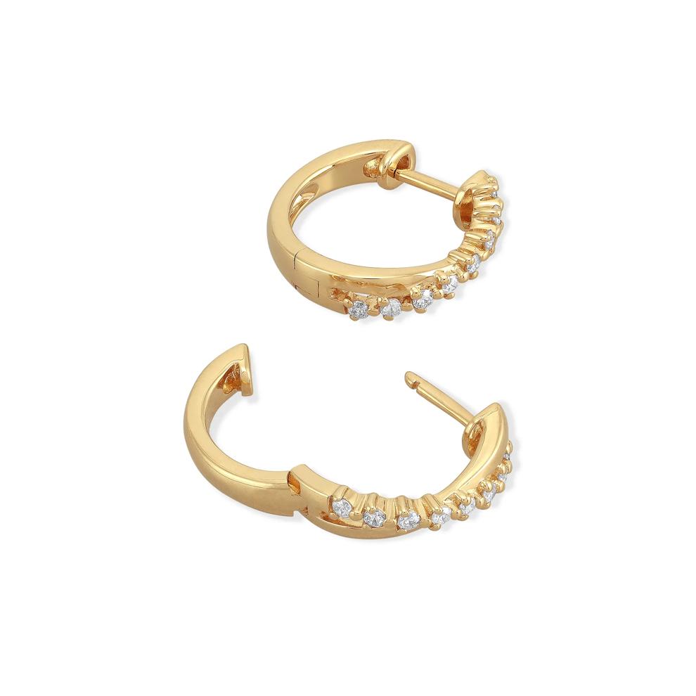 Diamond Hoop Earrings in 14K Yellow Gold, 13x14.5MM (1/7 ct. tw.) – Image 2 of 2