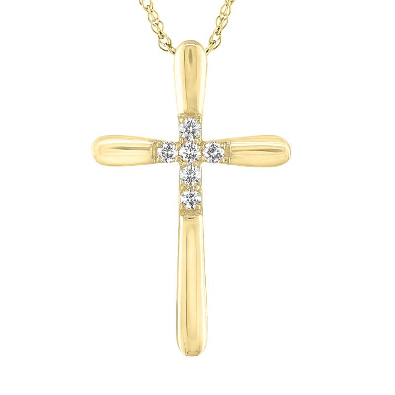 Cross Pendant with Diamond Center in 10K Yellow Gold &#40;1/10 ct. tw.&#41; – Image 1 of 3