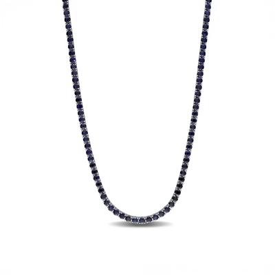 Blue Sapphire Tennis Necklace in 14K White Gold, 16.5”