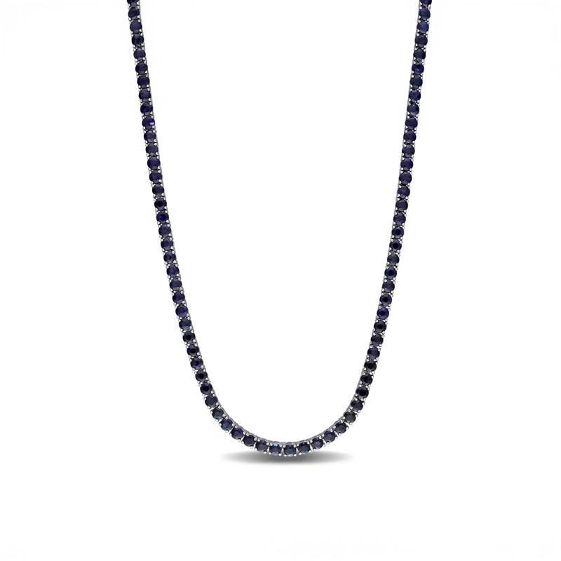 Blue Sapphire Tennis Necklace in 14K White Gold, 16.5&rdquo; – Image 1 of 5