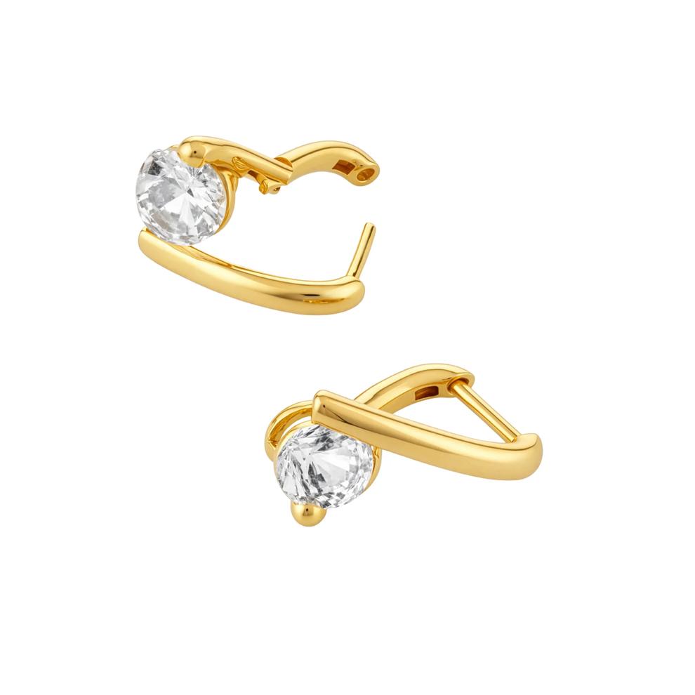 Lab-Created White Sapphire Twist Hoop Earrings in Vermeil – Image 2 of 2