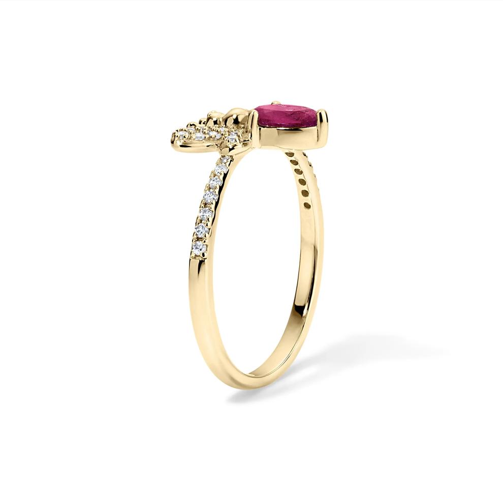 Ruby &amp; Diamond Bumblebee Ring in 10K Yellow Gold (1/4 ct. tw.) – Image 3 of 4