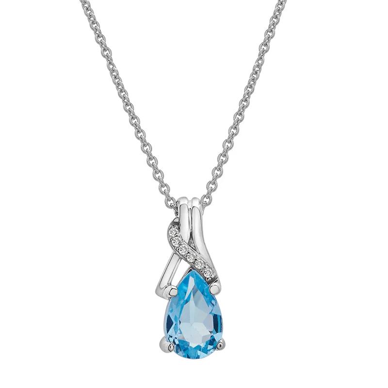 Blue Topaz &amp; Diamond Pendant &amp; Earrings Boxed Set in Sterling Silver – Image 4 of 7