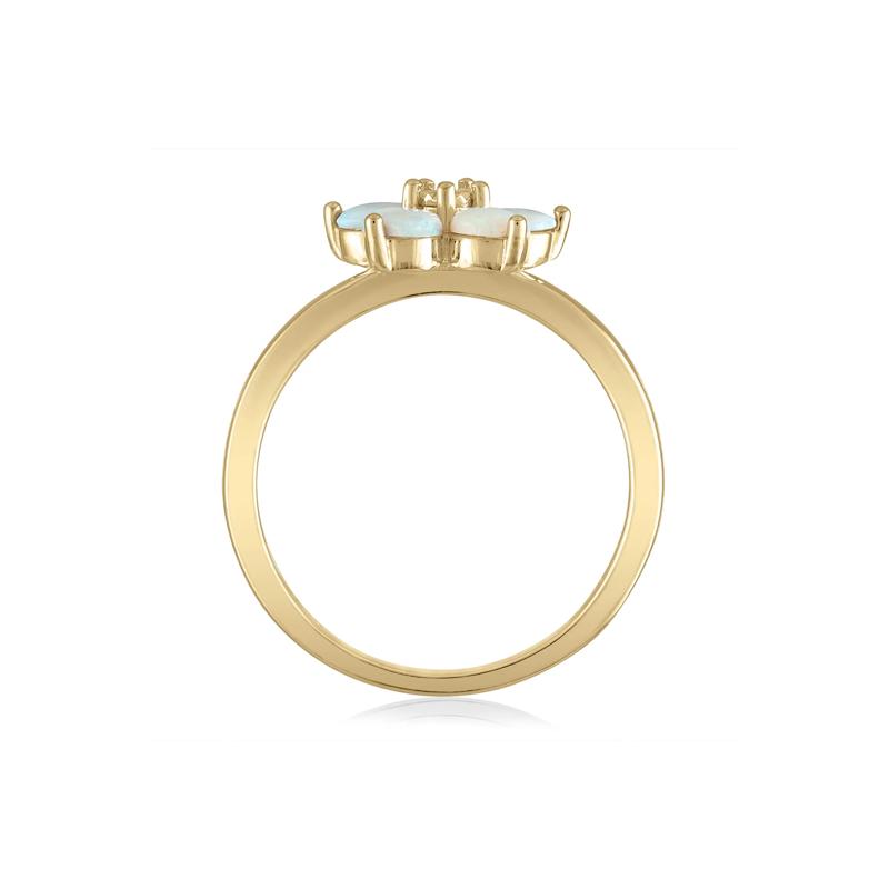 Opal &amp; Diamond Accent Flower Ring in 14K Yellow Gold – Image 2 of 3
