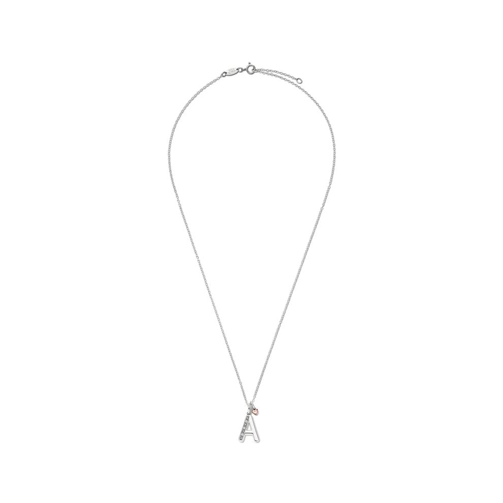 Lab Grown Diamond Accent Initial A Pendant in Sterling Silver &amp; 10K Rose Gold – Image 3 of 5