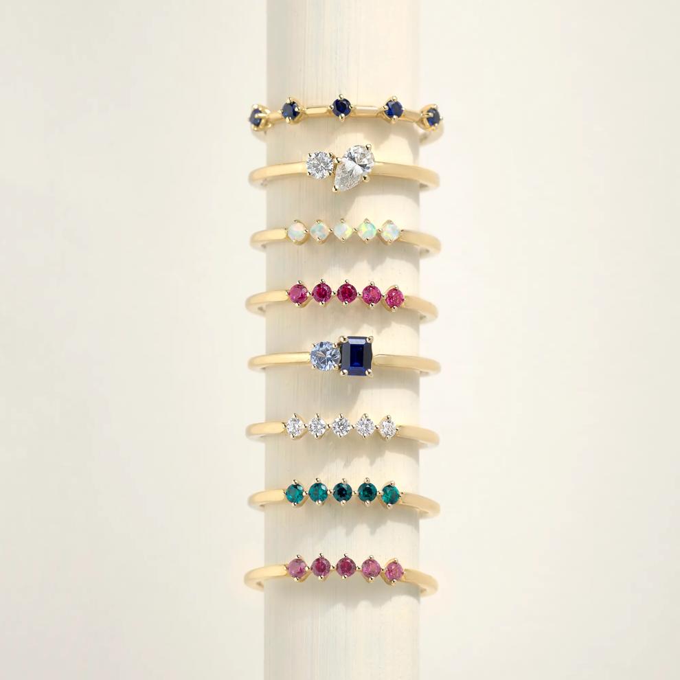 Lab-Created Opal Five-Stone Band in 10K Yellow Gold – Image 4 of 4