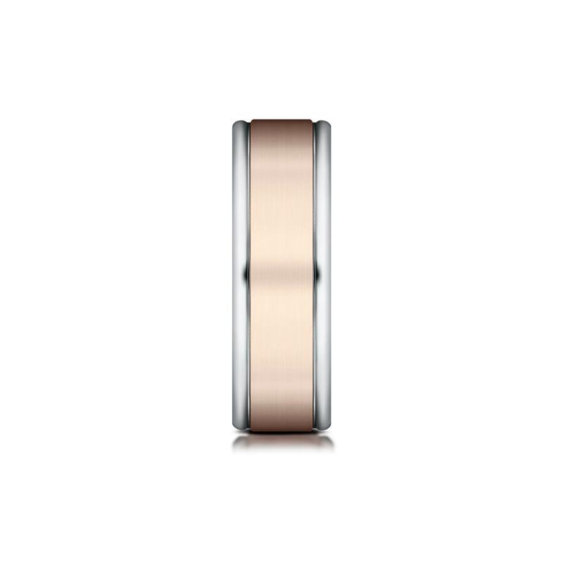 Men&#39;s Satin Finish Band in 14K Rose &amp; White Gold – Image 3 of 3