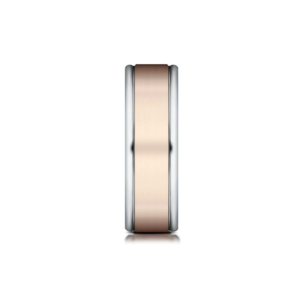 Men's Satin Finish Band in 14K Rose &amp; White Gold – Image 3 of 3