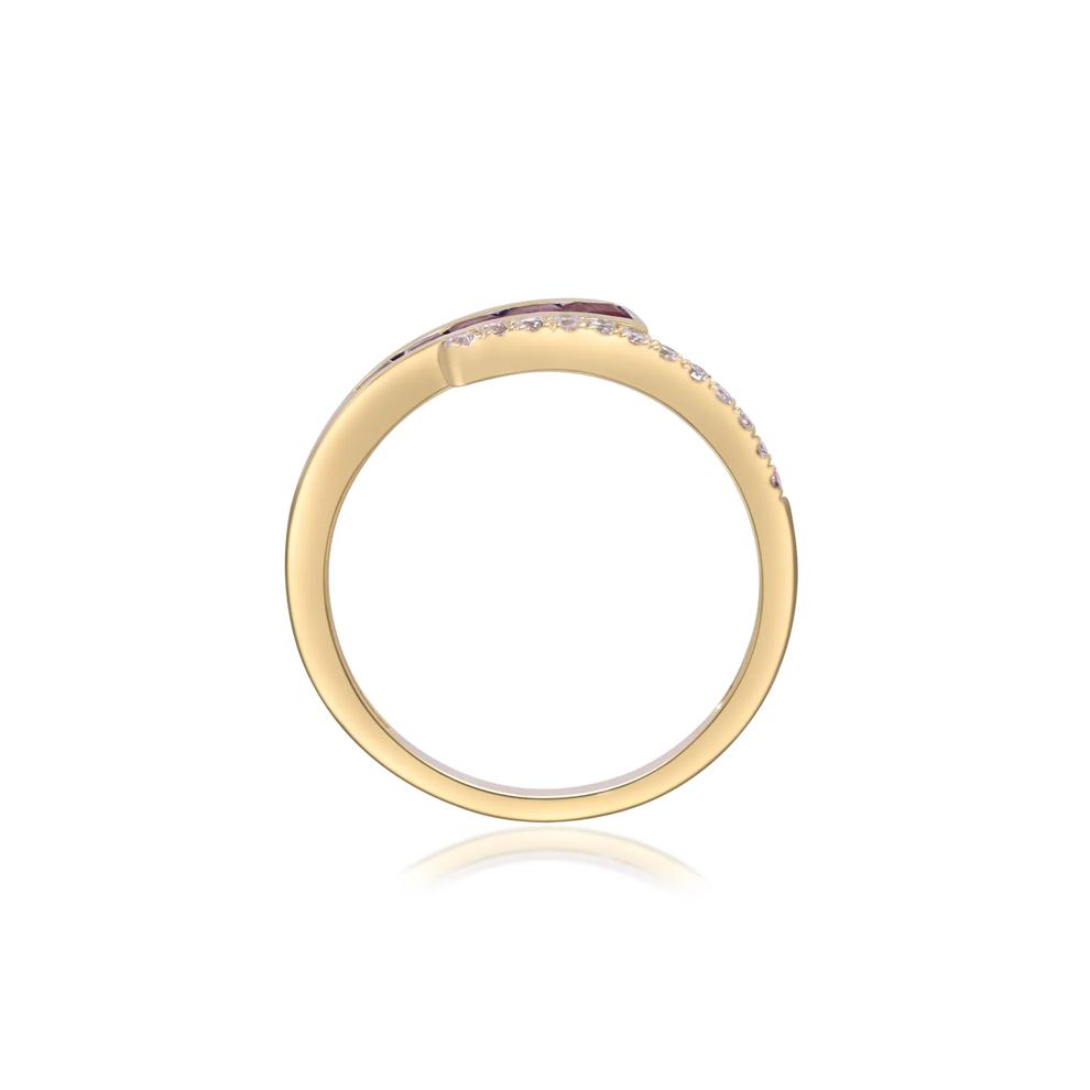 Ruby and Diamond Bypass Ring in 10K Yellow Gold (1/10 ct. tw.) – Image 2 of 5