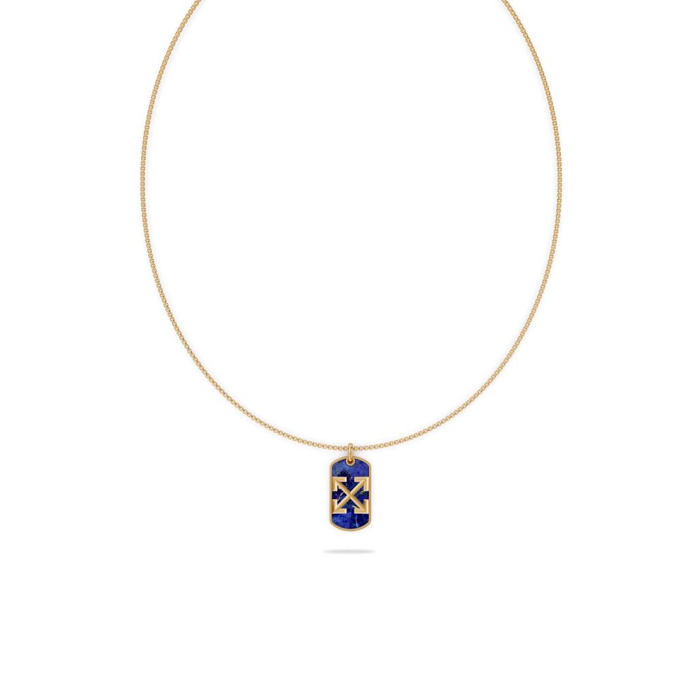Men's Lapis Arrow Design Dog Tag Pendant Necklace in 18K Gold Vermeil – Image 1 of 4