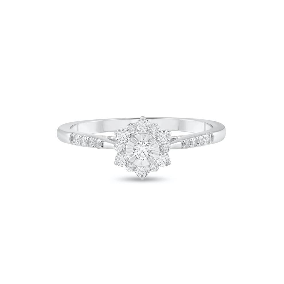 Diamond Floral Promise Ring in 10K White Gold (1/4 ct. tw.) – Image 1 of 4