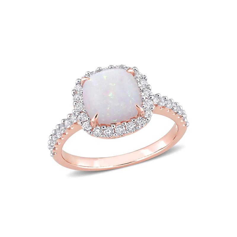 Opal &amp; White Topaz Ring in 10K Rose Gold – Image 4 of 5