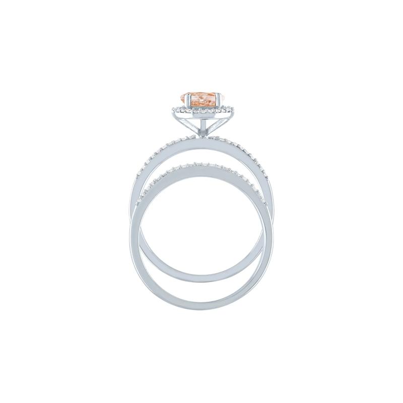 Oval Morganite Ring Set with Pav&eacute; Diamonds in 10K White Gold &#40;1/5 ct. tw.&#41; – Image 2 of 3