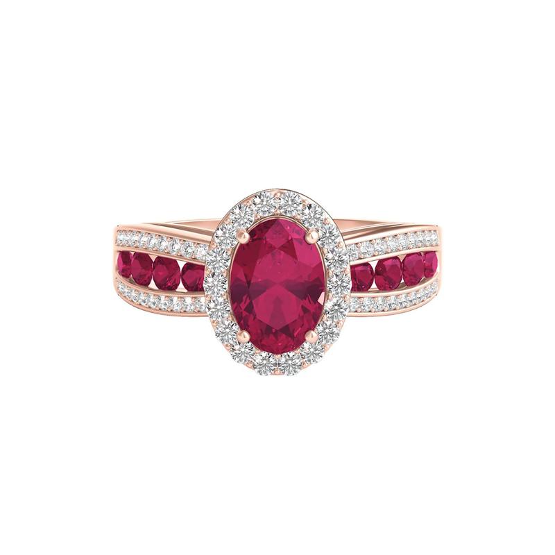 Ruby &amp; 1/4 ct. tw. Diamond Ring in 10K Rose Gold – Image 1 of 1