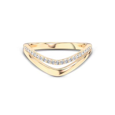 Lab Grown Diamond Double Row Contour Band in 10K Yellow Gold (1/8 ct. tw.)