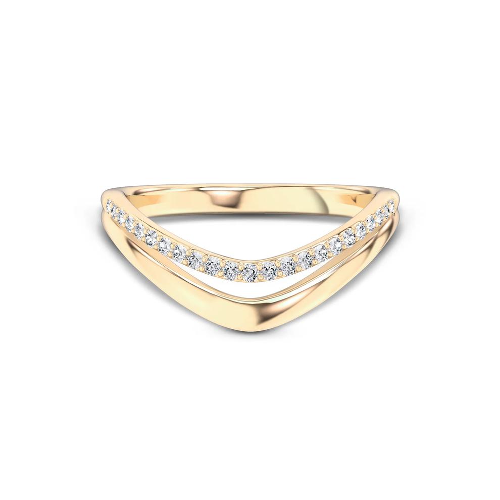 Lab Grown Diamond Double Row Contour Band in 10K Yellow Gold (1/8 ct. tw.) – Image 1 of 4
