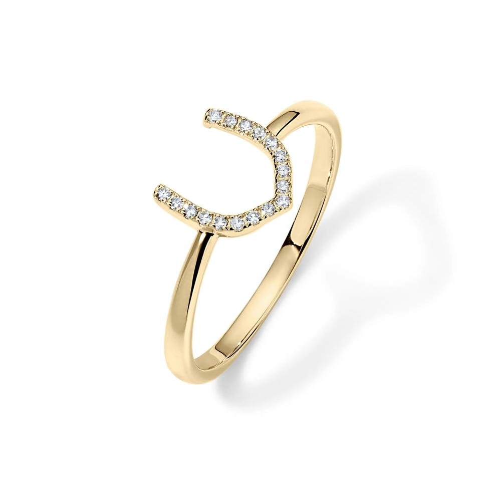 Diamond Accent Horseshoe Ring in 10K Yellow Gold – Image 4 of 4