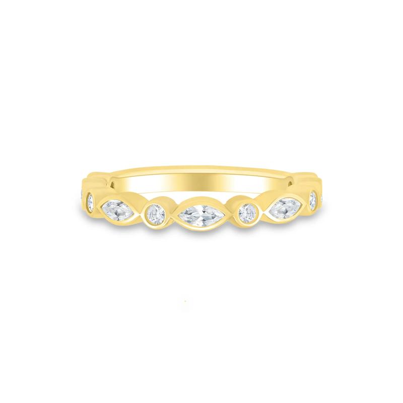 Lab Grown Diamond Bezel-Set Anniversary Band in 10K Yellow Gold &#40;1/2 ct. tw.&#41; – Image 1 of 3