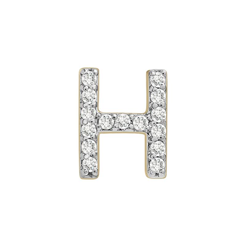 Single-Letter Stud Earring &ldquo;H&rdquo; with Diamond Accents in 10K Yellow Gold – Image 1 of 2