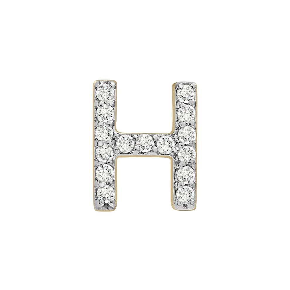 Single-Letter Stud Earring &ldquo;H&rdquo; with Diamond Accents in 10K Yellow Gold – Image 1 of 2