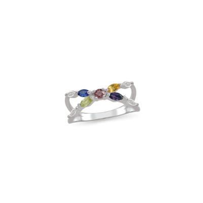 Personalized Gemstone Crossover Ring