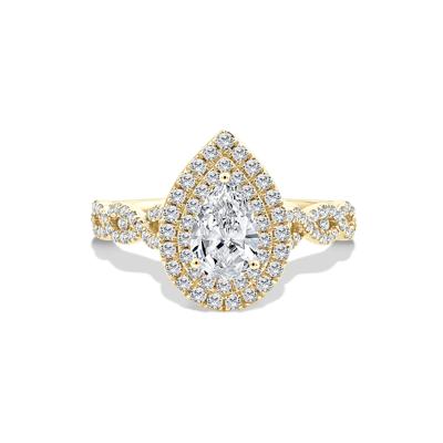 Lab Grown Diamond Pear-Shaped Halo Engagement Ring in 10K Yellow Gold (1 1/5 ct. tw.)
