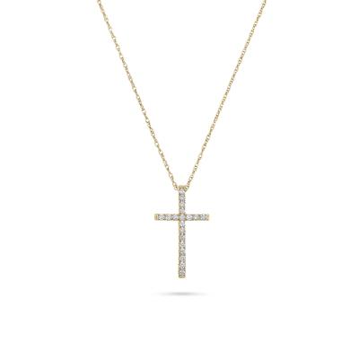 Diamond Cross Pendant Necklace in 14K Yellow Gold (1/7 ct. tw.)