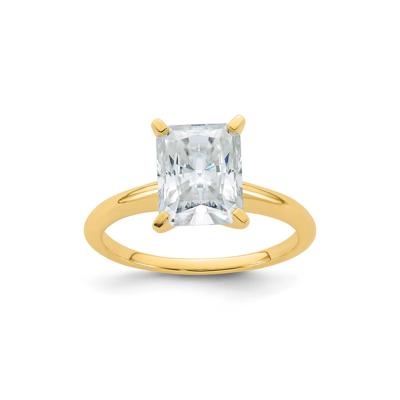 Lab-Created Moissanite Long Radiant-Cut Solitaire Ring in 10K Yellow Gold (2 ct. dew)
