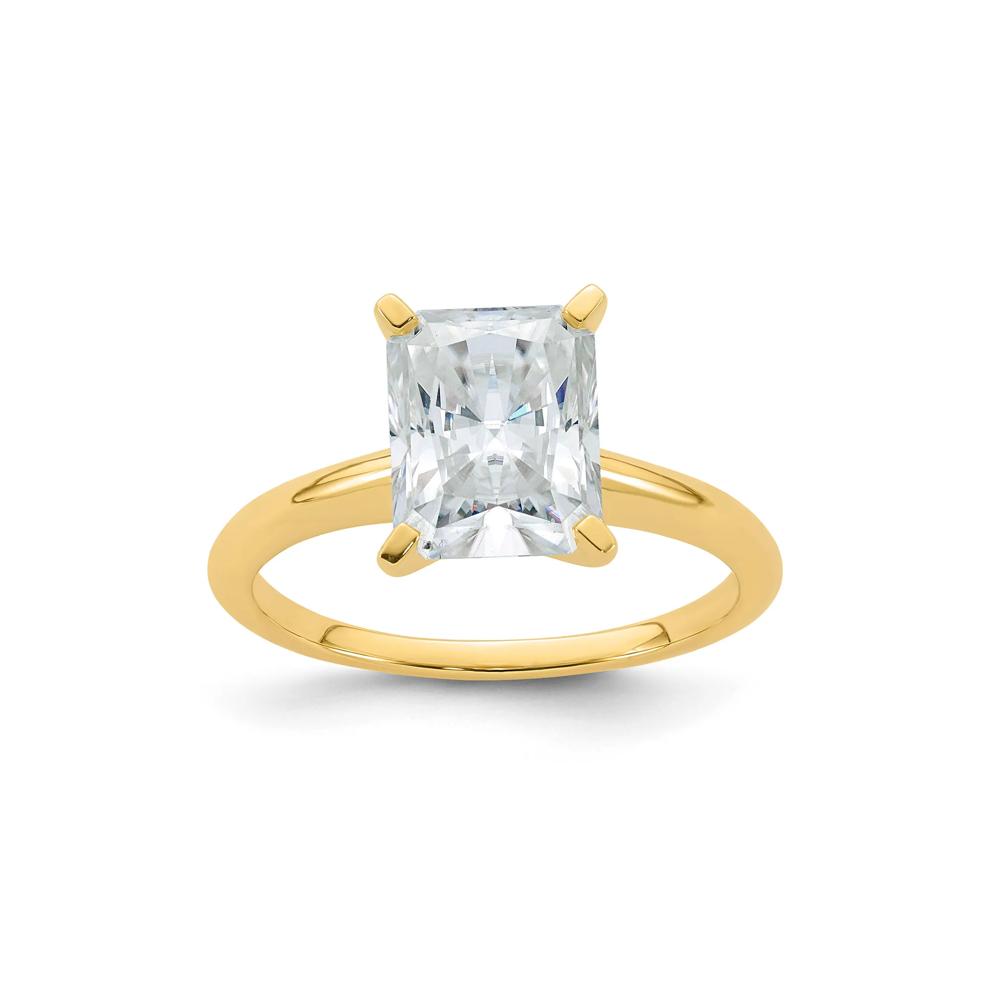 Lab-Created Moissanite Long Radiant-Cut Solitaire Ring in 10K Yellow Gold (2 ct. dew) – Image 1 of 3