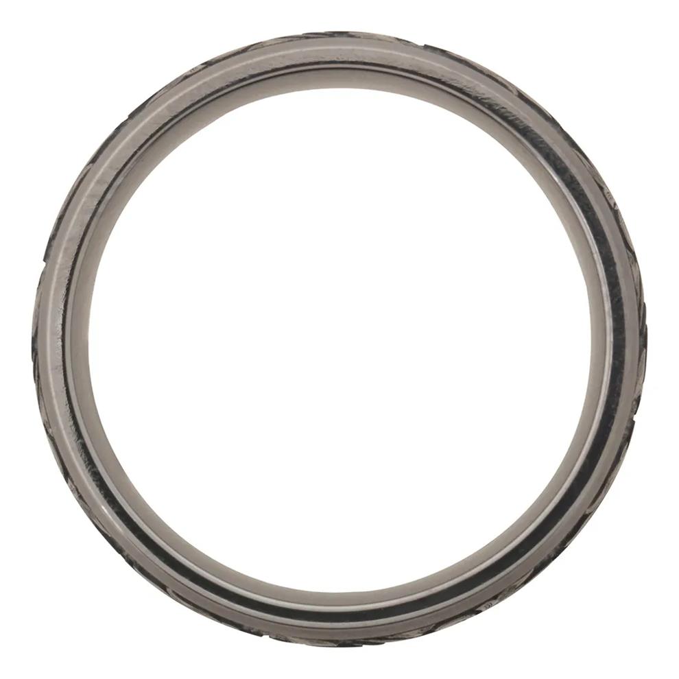 Men&rsquo;s Scroll Wedding Band with Black Cerakote in Tantalum, 8mm – Image 2 of 4