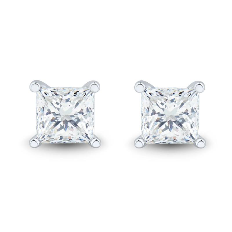 Lab Grown Diamond Princess-Cut Martini Stud Earrings in 14K White Gold &#40;3 ct. tw.&#41; – Image 2 of 3