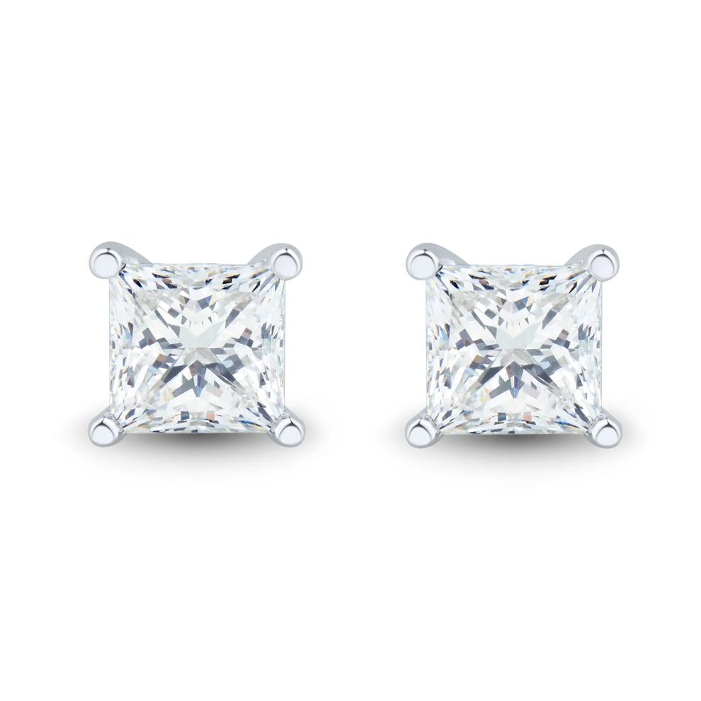 Lab Grown Diamond Princess-Cut Martini Stud Earrings in 14K White Gold (3 ct. tw.) – Image 2 of 3