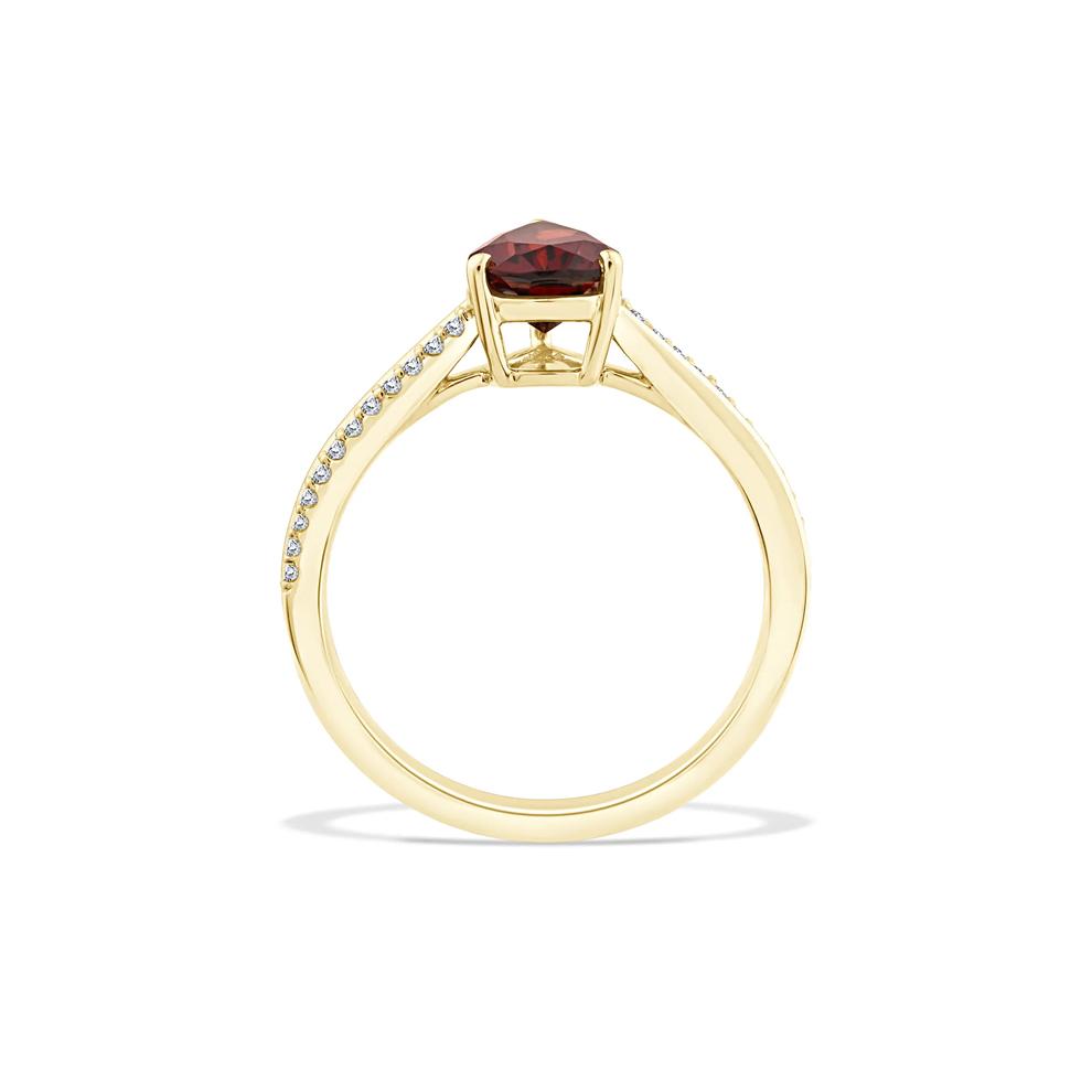 Pear-Shaped Garnet &amp; Diamond Ring in 10K Yellow Gold (1/10 ct. tw.) – Image 2 of 4