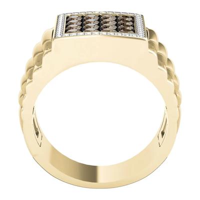 Men's 1 ct. tw. Champagne & White Diamond Ring in 10K Yellow Gold