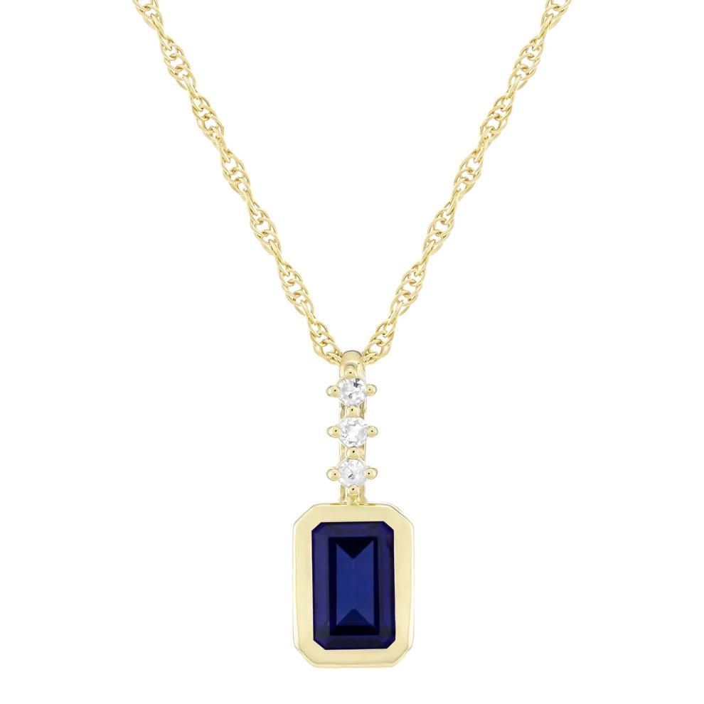Lab-Created Blue Sapphire and Diamond Accent Pendant in 10K Yellow Gold – Image 1 of 3